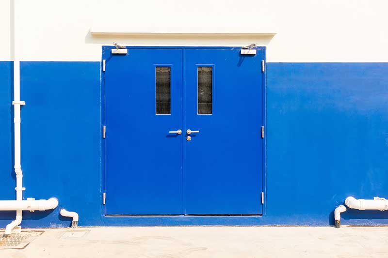 Blue security doors