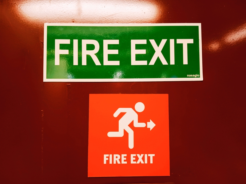 fire exit signs on fire doors
