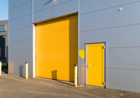 yellow industrial warehouse door